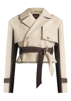 Manière De Voir Lelia belted beige/brown crop trench coat - Neutrals