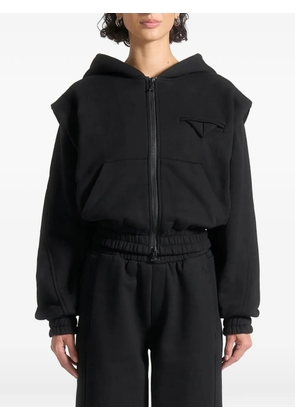 Manière De Voir Louna zip-fastening wide-shoulder black sweatshirt