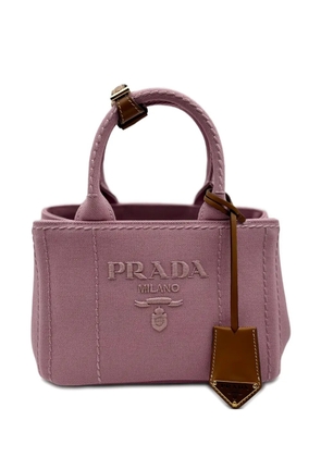 Prada logo-embroidered tote bag - Pink