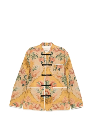 Valentino Garavani floral-print frog-closure jacket - Yellow