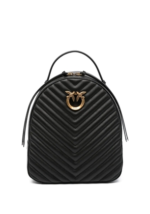 PINKO Love chevron leather backpack - Black