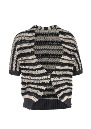 Brunello Cucinelli Vintage sequin-embellished striped cardigan - Black