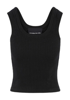 Manière De Voir Liane ribbed scoop-neck black tank top