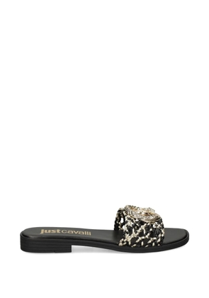 Just Cavalli logo-plaque woven sandals - Black