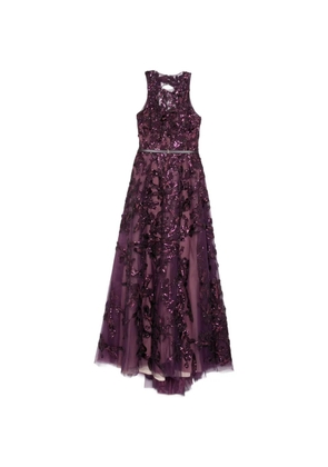 Saiid Kobeisy embroidered tulle long dress - Purple