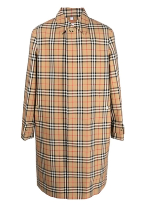 Burberry check-pattern cotton trench coat - Brown