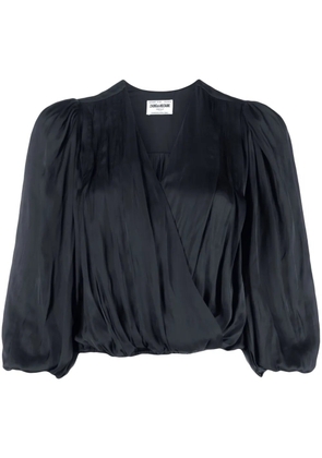 Zadig&Voltaire V-neck draped satin blouse - Black
