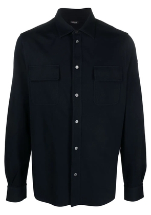 Kiton logo-embroidered stretch-cotton shirt - Blue