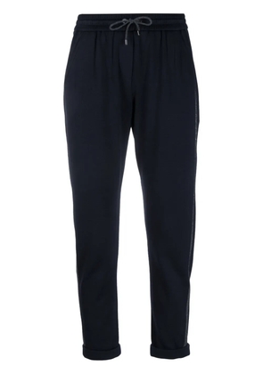 Brunello Cucinelli Monili-trimmed cropped track pants - Blue