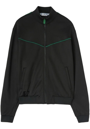 Off-White logo-embroidered zip-up jacket - Black