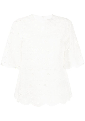 Goen.J broderie-anglaise floral knitted top - White