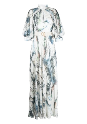 Saiid Kobeisy graphic-print sequin embellished dress - Blue