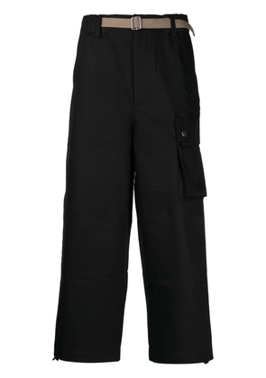Spoonyard cropped wide-leg cargo trousers - Black