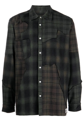 Mostly Heard Rarely Seen plaid-check patchwork shirt - Brown
