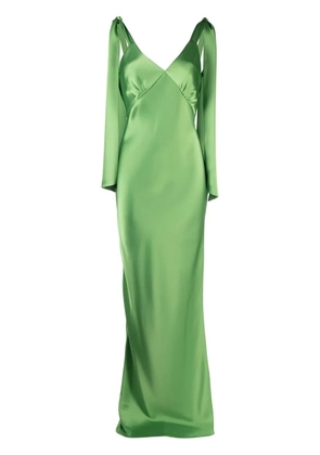 V:PM ATELIER satin-finish drape-detail gown - Green