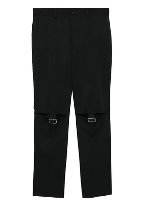 Black Comme Des Garçons strap-detail straight-leg trousers