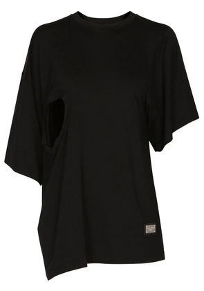 Dolce & Gabbana asymmetric logo-plaque T-shirt - Black