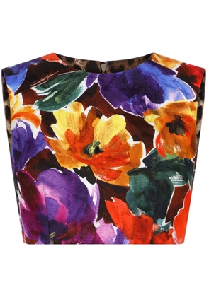 Dolce & Gabbana floral-print cropped top - Purple