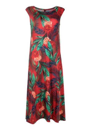 Lygia & Nanny Tie botanical-print midi dress - Red