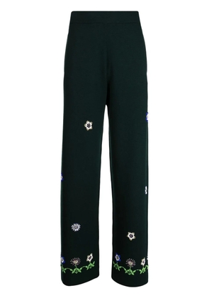 BODE floral-embroidered wool trousers - Green