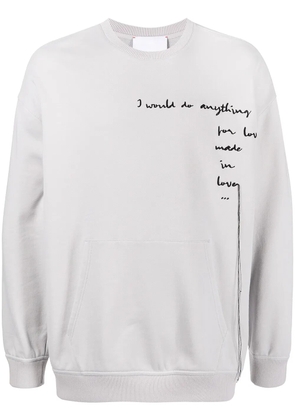 Ports V slogan-print crew neck sweatshirt - Grey