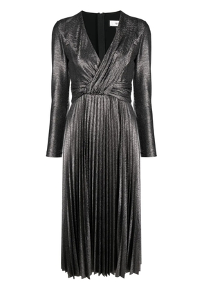 NISSA pleated lamé-effect midi dress - Silver