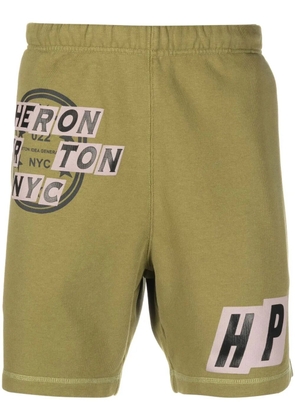 Heron Preston logo-patch track shorts - Green