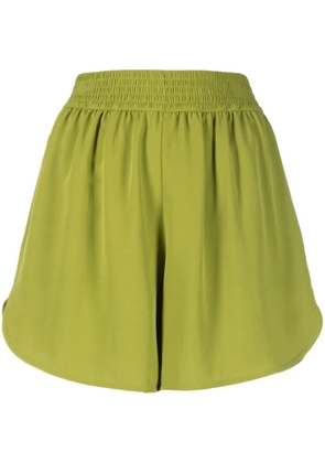 PAULA elasticated-waist silk short shorts - Green