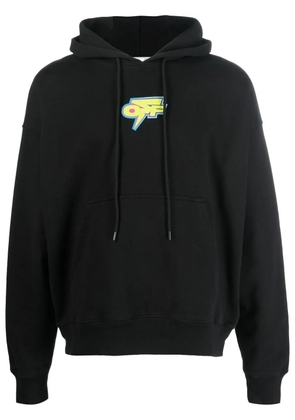 Off-White logo-print drawstring hood - Black