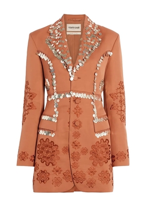 Roberto Cavalli sequin-embellished fitted jacket - Brown