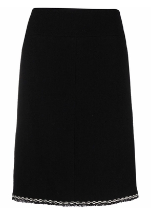 CHANEL Pre-Owned 2004 chain-link embroidered A-line skirt - Black