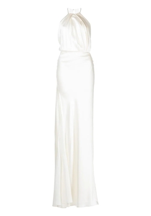 Michelle Mason pleated-detail silk gown - White