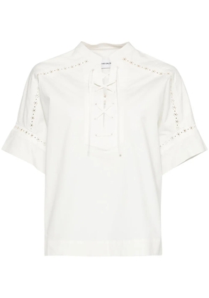 Yves Salomon openwork short-sleeve shirt - White