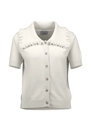 Allude ruffled-collar short-sleeve cardigan - White