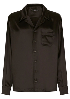 Dolce & Gabbana Cuban collar silk-satin shirt - Black