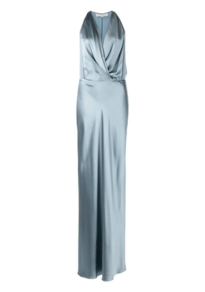 Michelle Mason draped halterneck gown - Blue