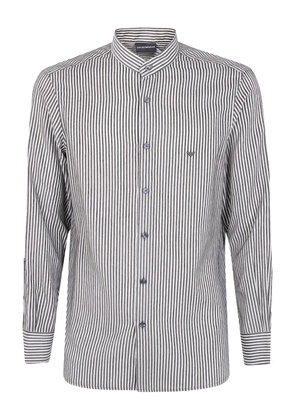 Emporio Armani striped mandarin-collar shirt - Black