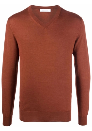 Cruciani V-neck cashmere-silk jumper - Orange