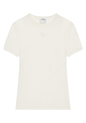 Courrèges logo-embroidered T-shirt - Neutrals