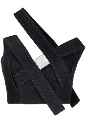 AREA crystal pyramid denim top - Blue