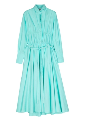 Patou shirred cotton shirtdress - Blue