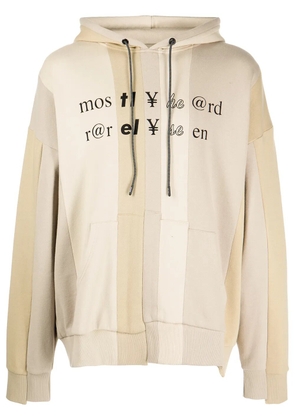 Mostly Heard Rarely Seen Spliced Text long-sleeve hoodie - Neutrals
