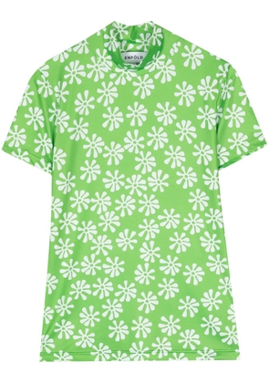Enföld floral-print stand-neck T-shirt - Green