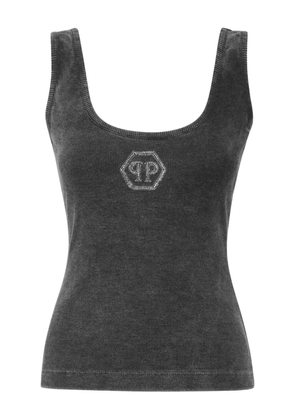 Philipp Plein washed-effect ribbed tank top - Grey