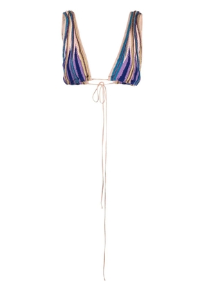 Forte Forte striped-knit tied triangle top - Purple