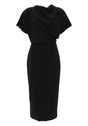 Amsale draped detailing midi dress - Black