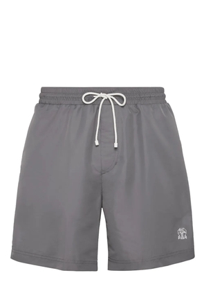 Brunello Cucinelli logo-embroidered drawstring swim shorts - Grey
