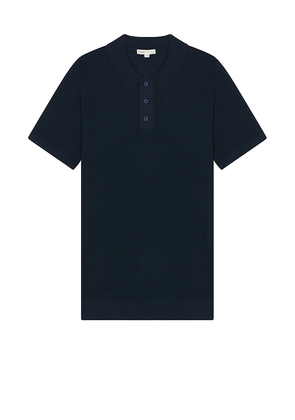 onia Cotton Textured Knit Polo in Blue. Size L. Also in M, XL/1X.