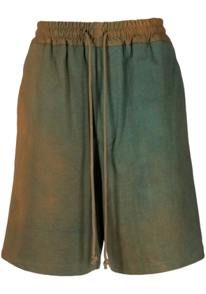 Song For The Mute bleached-effect drawstring cotton shorts - Brown