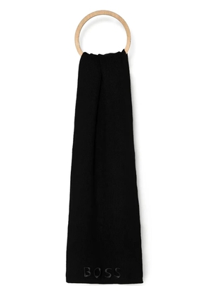 BOSS logo-embroidered scarf - Black